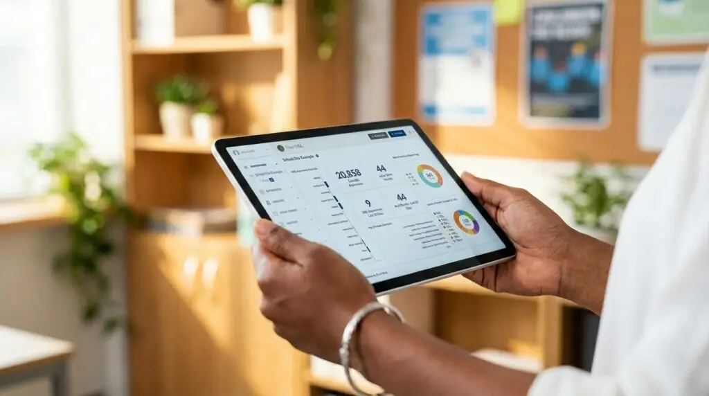 Software Dashboard Showing Perkins V Compliance Metrics, Student Outcomes, And Cte Funding Data